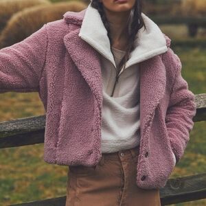 Free People Joplin Cozy Jacket In Smoked Pink Size XS Oversized